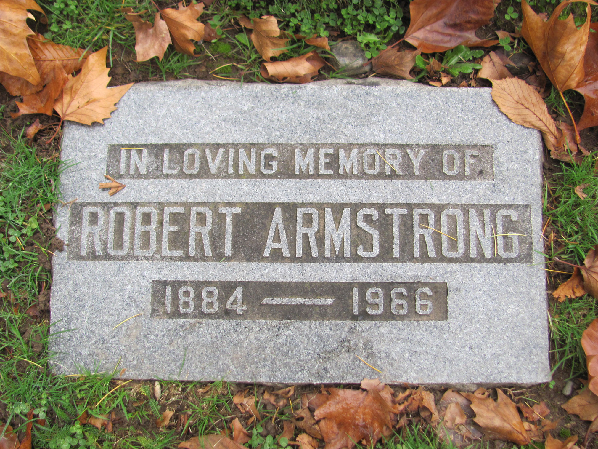 Photo of headstones/Robert Armstrong died 1966 MI Victoria Royal Oak Burial Park